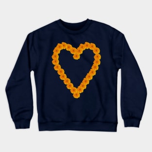 Orange Marigold Flowers Heart Crewneck Sweatshirt